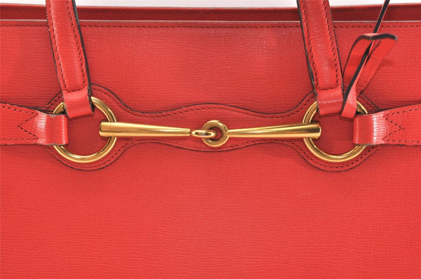 Authentic GUCCI Horsebit 2Way Shoulder Tote Bag Leather 319795 Red 5185J