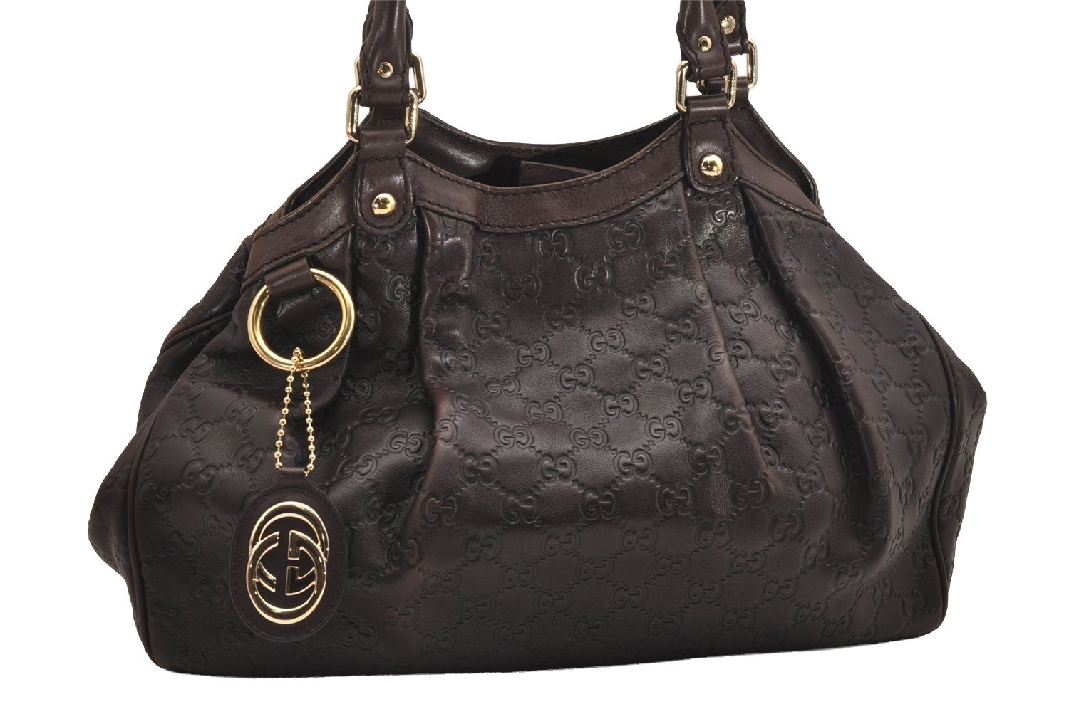 Authentic GUCCI Guccissima Sukey Hand Tote Bag GG Leather 211944 Brown 5186J