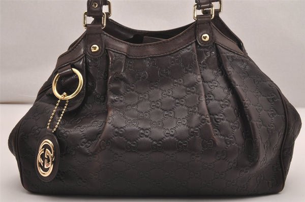 Authentic GUCCI Guccissima Sukey Hand Tote Bag GG Leather 211944 Brown 5186J