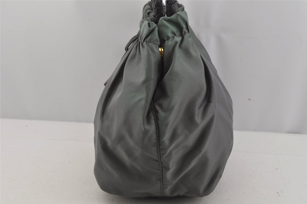 Authentic PRADA Tessuto Bow Ribbon Nylon Leather 2Way Hand Bag BN1970 Gray 5187J
