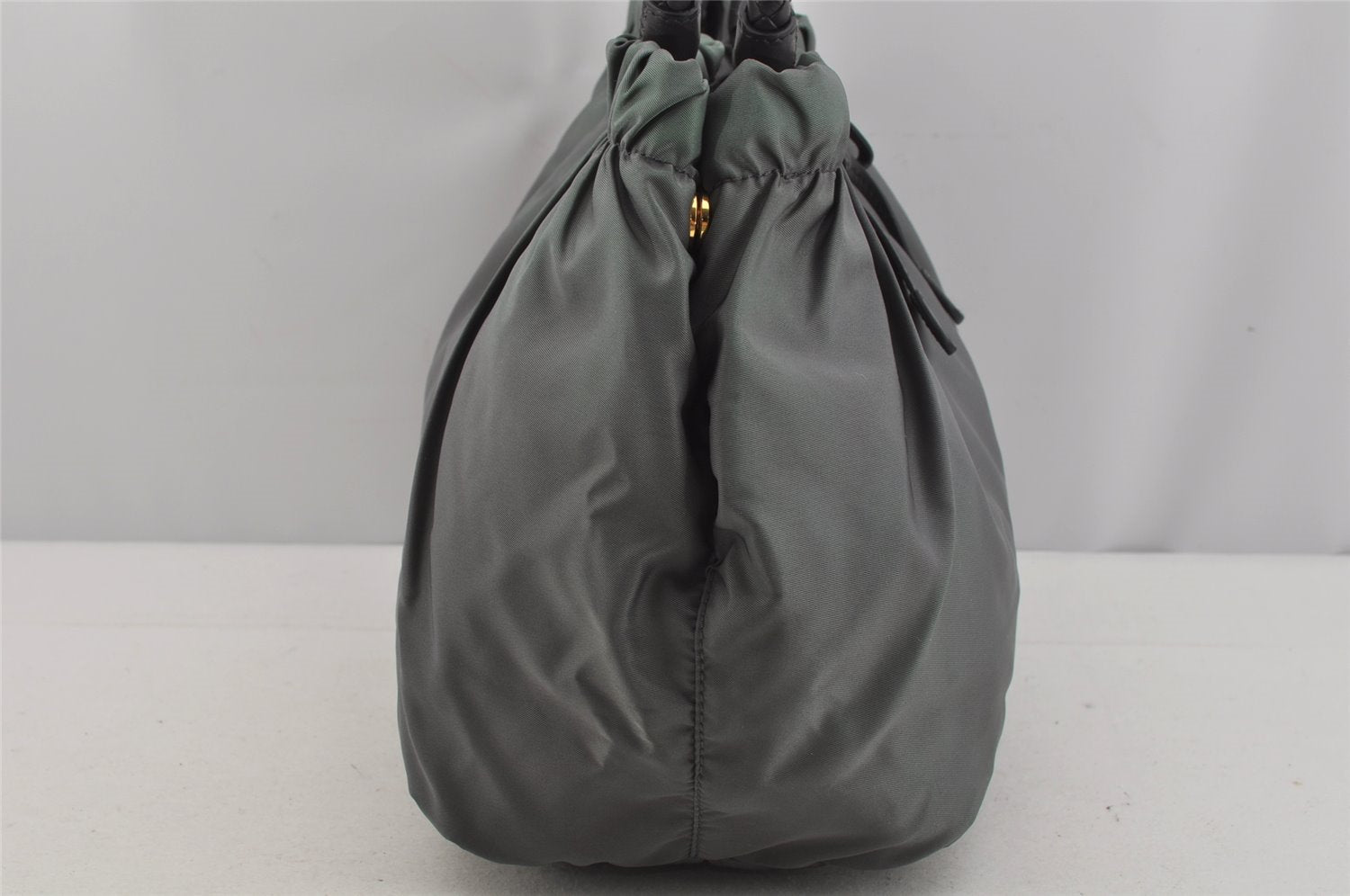 Authentic PRADA Tessuto Bow Ribbon Nylon Leather 2Way Hand Bag BN1970 Gray 5187J