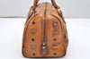 Authentic MCM Visetos Leather Vintage 2Way Hand Boston Bag Purse Brown 5187K