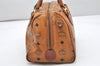 Authentic MCM Visetos Leather Vintage 2Way Hand Boston Bag Purse Brown 5187K