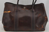 Authentic HERMES Garden Party MM Shoulder Tote Bag PVC Leather Brown Junk 5188J