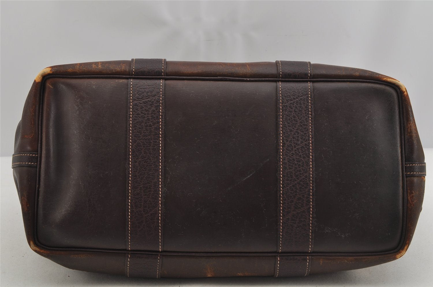 Authentic HERMES Garden Party MM Shoulder Tote Bag PVC Leather Brown Junk 5188J