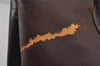 Authentic HERMES Garden Party MM Shoulder Tote Bag PVC Leather Brown Junk 5188J
