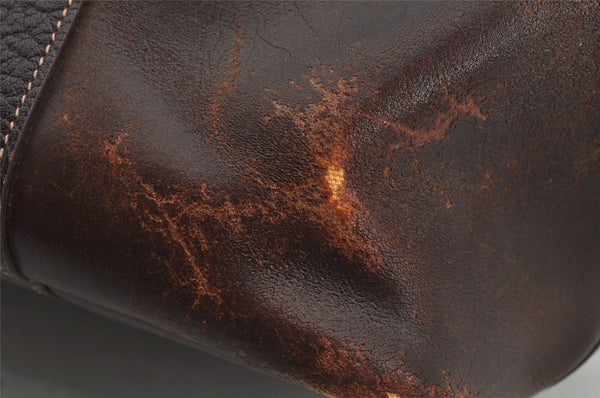 Authentic HERMES Garden Party MM Shoulder Tote Bag PVC Leather Brown Junk 5188J