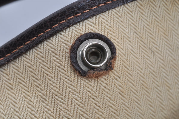 Authentic HERMES Garden Party MM Shoulder Tote Bag PVC Leather Brown Junk 5188J