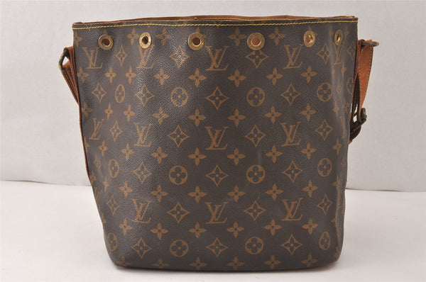 Authentic Louis Vuitton Monogram Petit Noe M42226 Shoulder Drawstring Bag 5189K