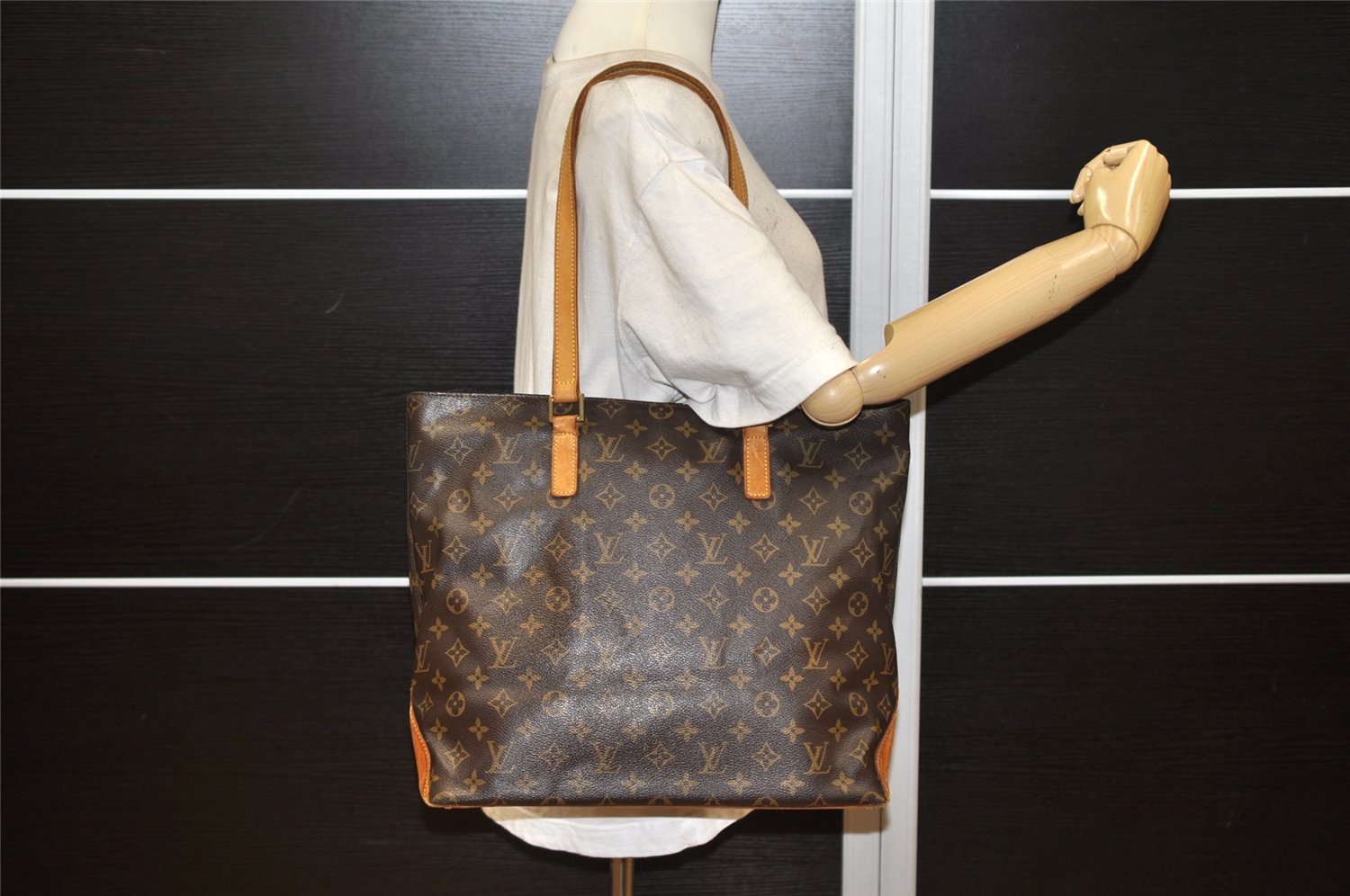Authentic Louis Vuitton Monogram Cabas Mezzo Shoulder Tote Bag M51151 Junk 5190K