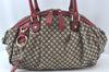 Authentic GUCCI Diamante Sukey 2Way Tote Bag Canvas Leather 223974 Gray 5191J