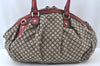 Authentic GUCCI Diamante Sukey 2Way Tote Bag Canvas Leather 223974 Gray 5191J