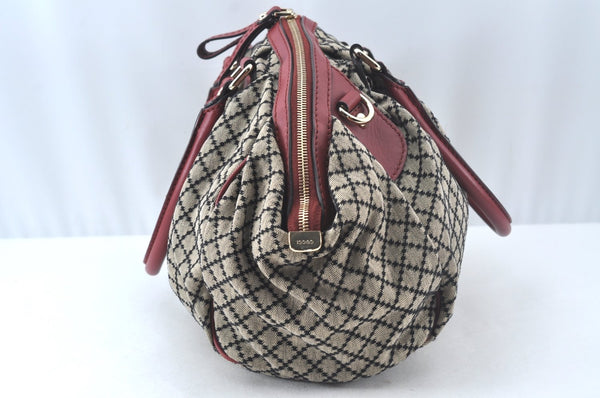 Authentic GUCCI Diamante Sukey 2Way Tote Bag Canvas Leather 223974 Gray 5191J