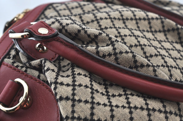 Authentic GUCCI Diamante Sukey 2Way Tote Bag Canvas Leather 223974 Gray 5191J