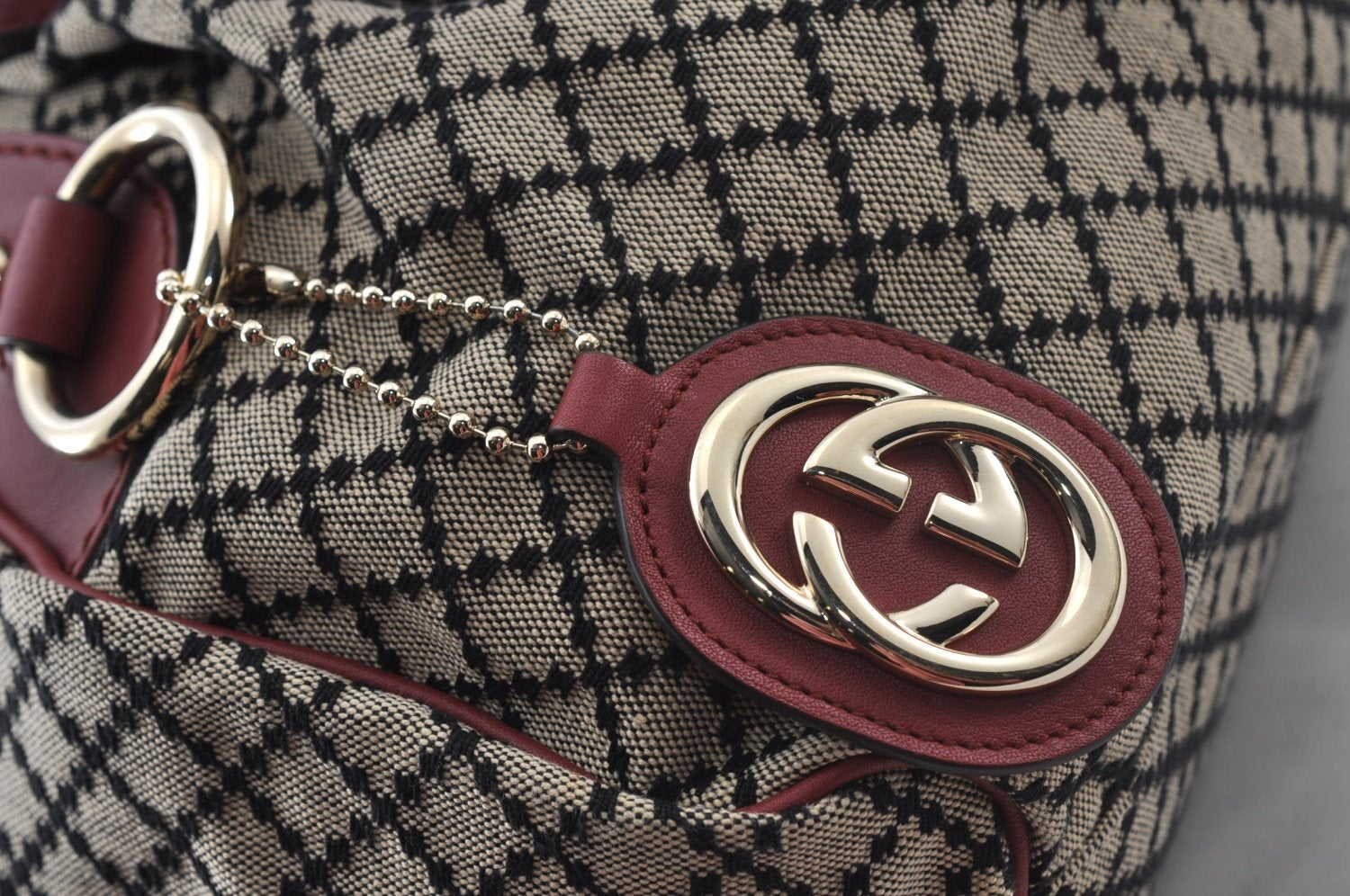 Authentic GUCCI Diamante Sukey 2Way Tote Bag Canvas Leather 223974 Gray 5191J