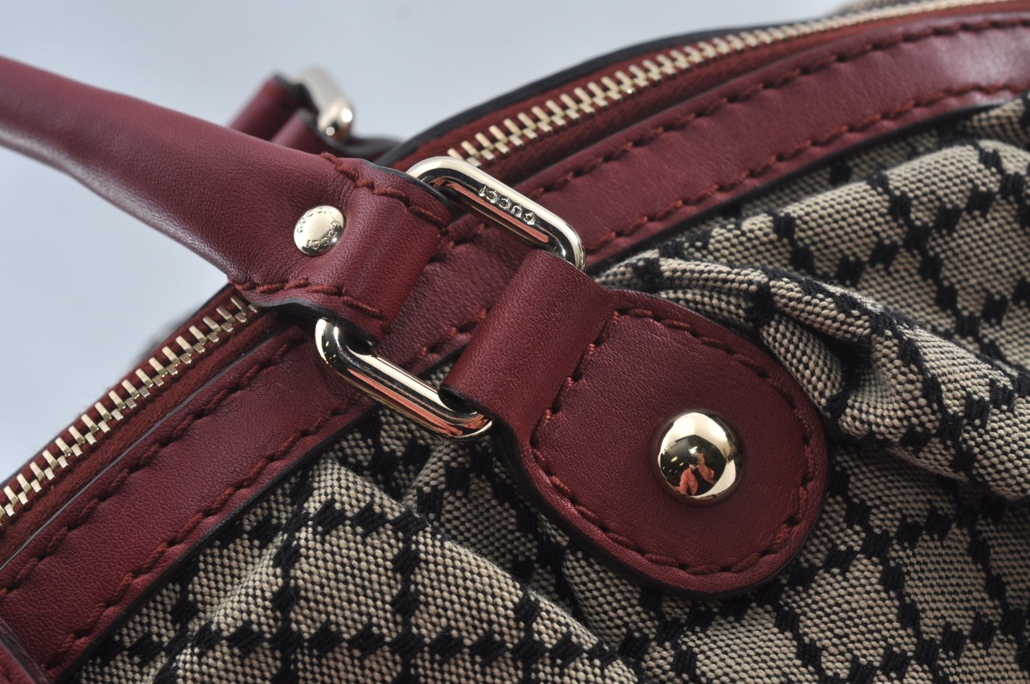 Authentic GUCCI Diamante Sukey 2Way Tote Bag Canvas Leather 223974 Gray 5191J