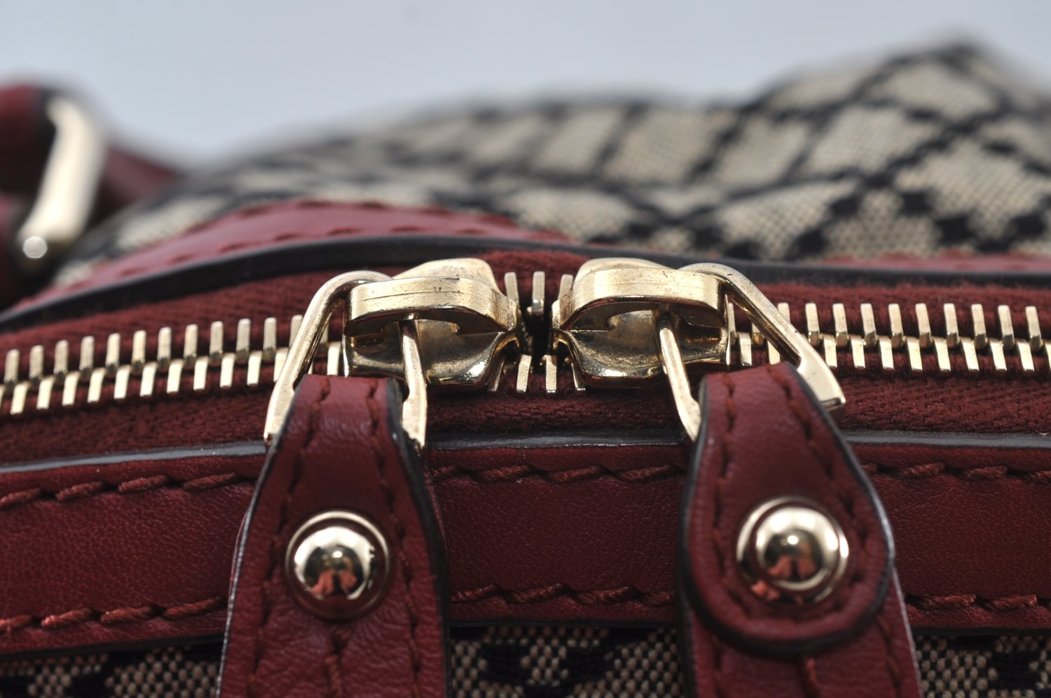 Authentic GUCCI Diamante Sukey 2Way Tote Bag Canvas Leather 223974 Gray 5191J