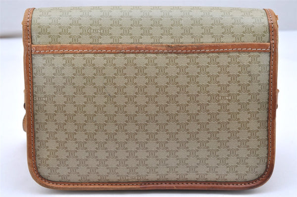 Authentic CELINE Macadam Blason Shoulder Cross Bag PVC Leather Beige 5191K