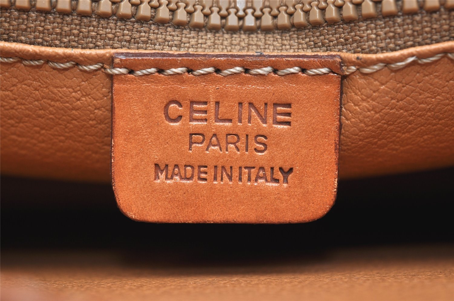 Authentic CELINE Macadam Blason Shoulder Cross Bag PVC Leather Beige 5191K