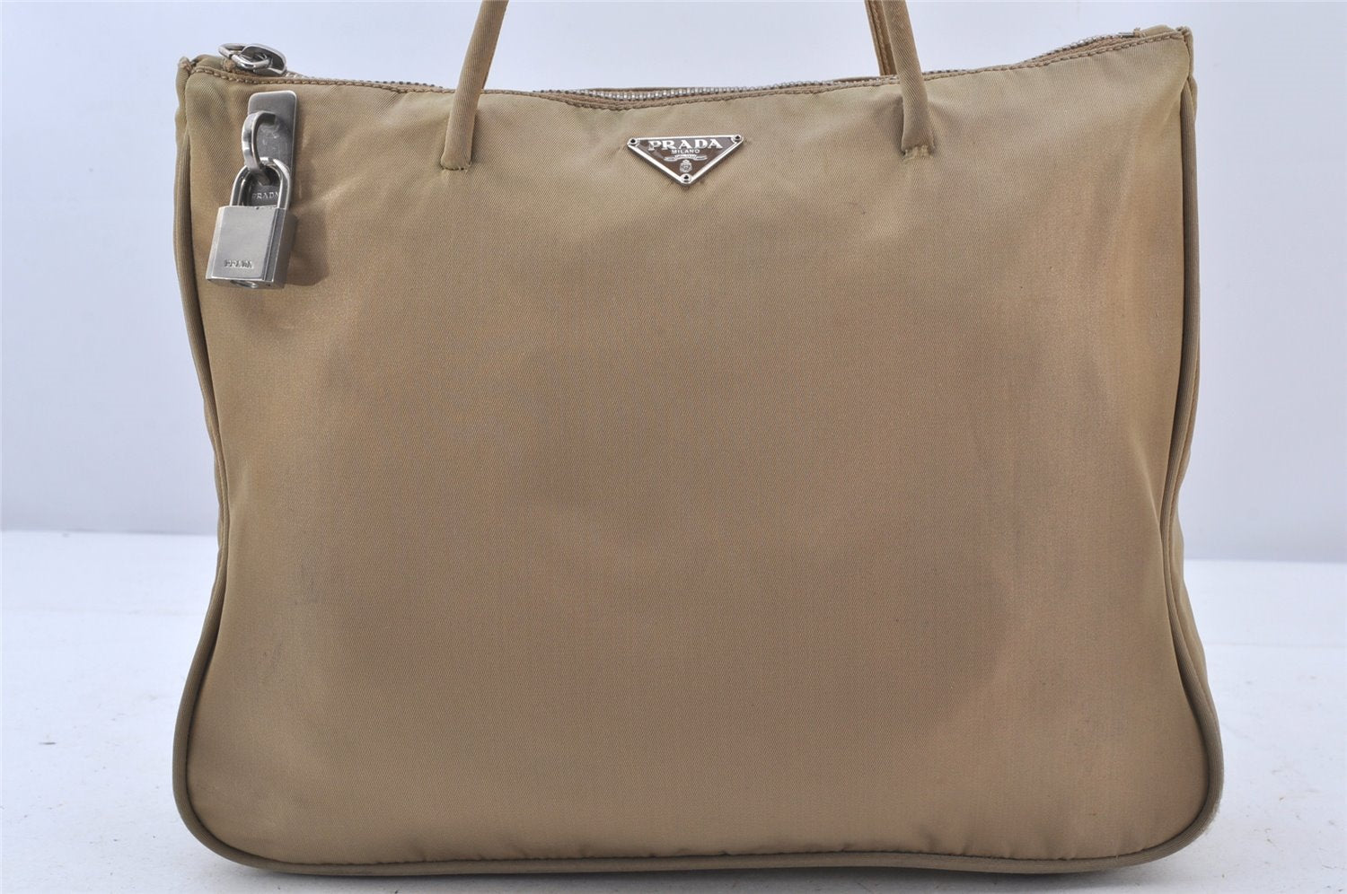 Authentic PRADA Vintage Nylon Tessuto Shoulder Hand Bag Purse Beige 5193K