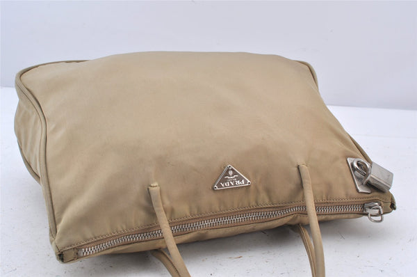 Authentic PRADA Vintage Nylon Tessuto Shoulder Hand Bag Purse Beige 5193K