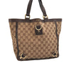 Authentic GUCCI Abbey Shoulder Tote Bag GG Canvas Leather 130739 Brown 5194J