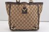 Authentic GUCCI Abbey Shoulder Tote Bag GG Canvas Leather 130739 Brown 5194J