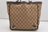 Authentic GUCCI Abbey Shoulder Tote Bag GG Canvas Leather 130739 Brown 5194J