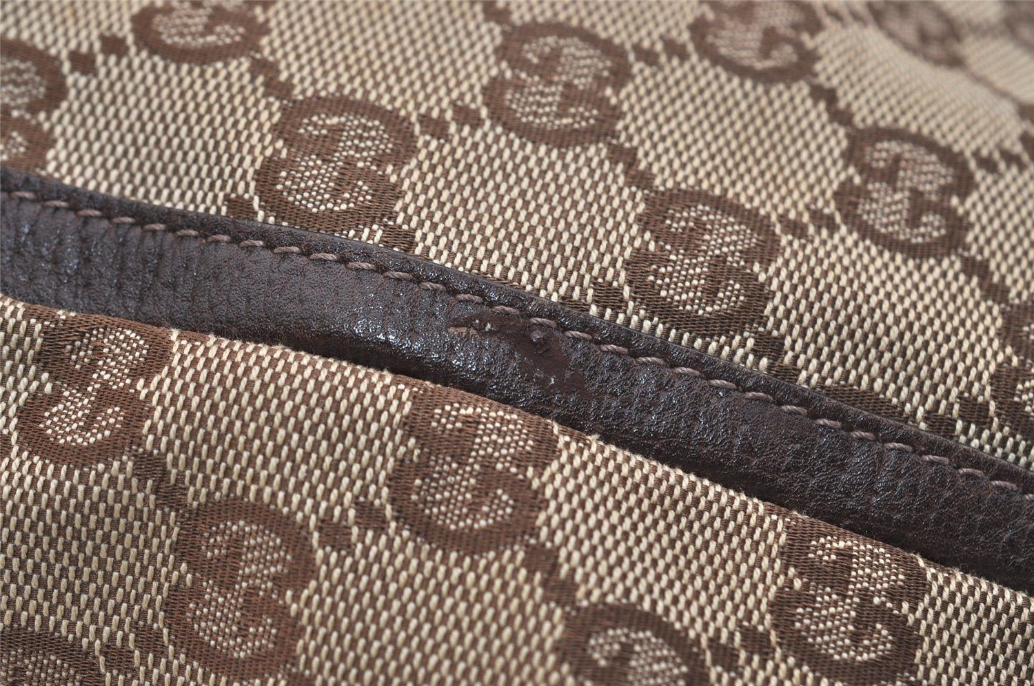 Authentic GUCCI Abbey Shoulder Tote Bag GG Canvas Leather 130739 Brown 5194J