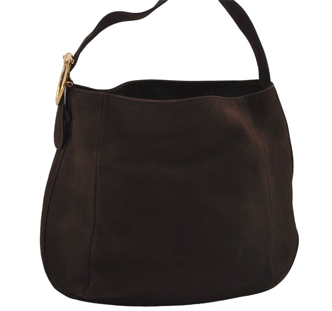 Authentic GUCCI Horse Buckle Shoulder Tote Bag Leather 296880 Brown 5196J