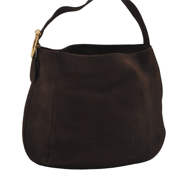 Authentic GUCCI Horse Buckle Shoulder Tote Bag Leather 296880 Brown 5196J