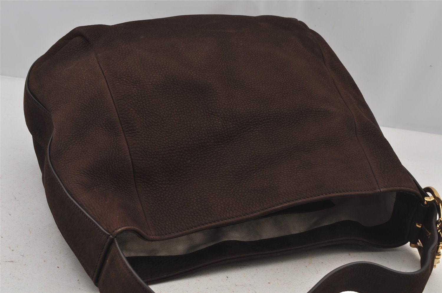 Authentic GUCCI Horse Buckle Shoulder Tote Bag Leather 296880 Brown 5196J