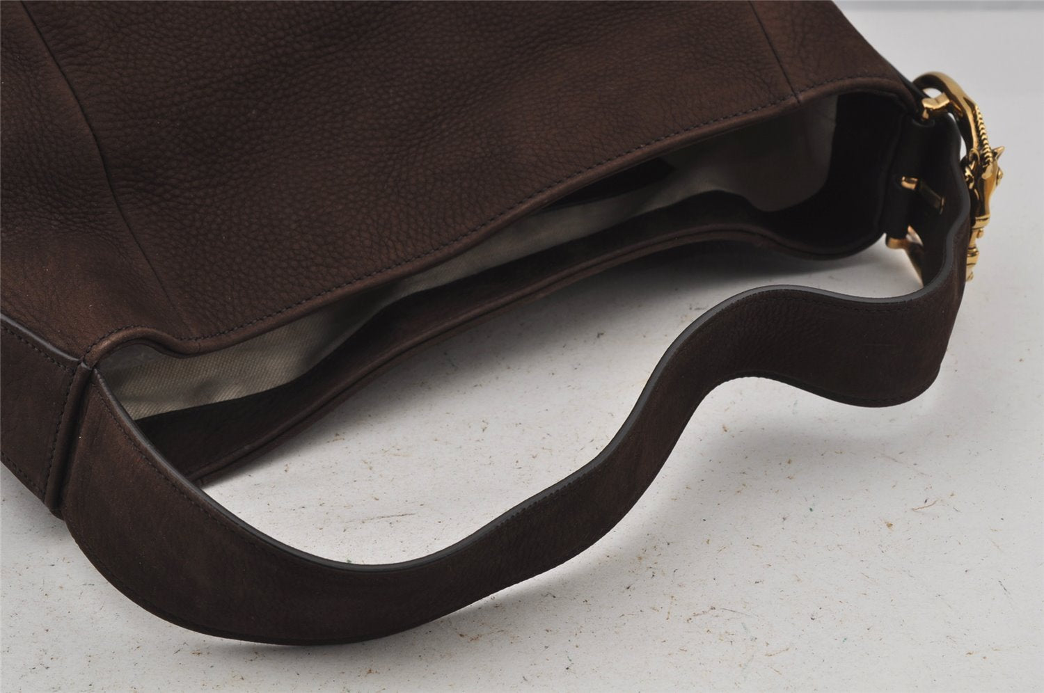 Authentic GUCCI Horse Buckle Shoulder Tote Bag Leather 296880 Brown 5196J