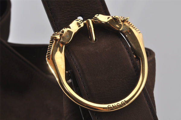 Authentic GUCCI Horse Buckle Shoulder Tote Bag Leather 296880 Brown 5196J
