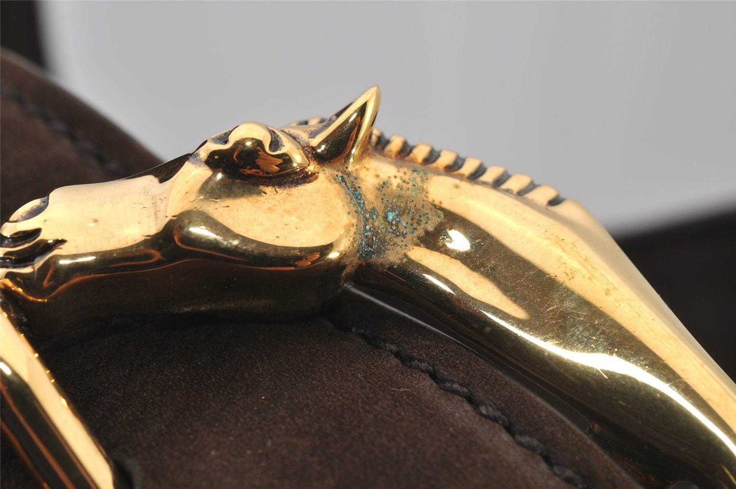 Authentic GUCCI Horse Buckle Shoulder Tote Bag Leather 296880 Brown 5196J