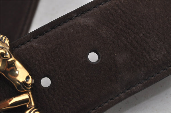 Authentic GUCCI Horse Buckle Shoulder Tote Bag Leather 296880 Brown 5196J