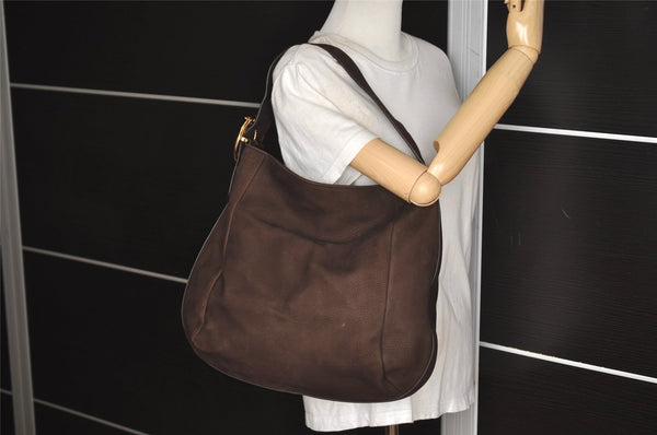 Authentic GUCCI Horse Buckle Shoulder Tote Bag Leather 296880 Brown 5196J