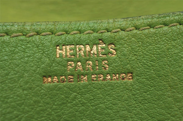 Authentic HERMES Levain Quatre Coin Purse Wallet Leather Light Green 5197I