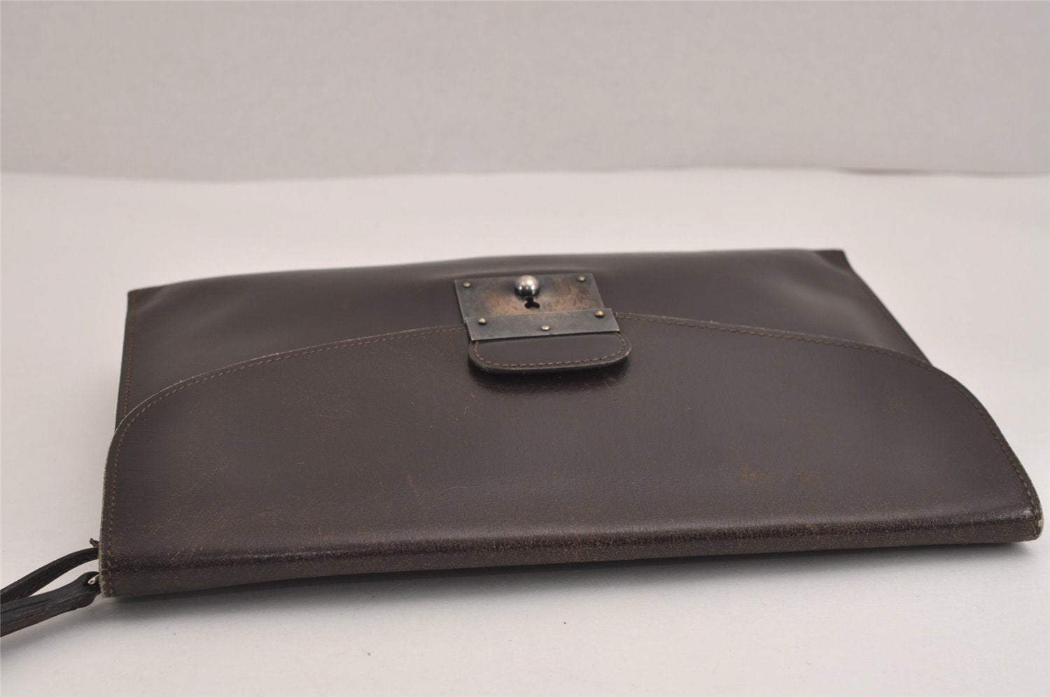 Authentic HERMES Kilius Clutch Hand Bag Purse Leather Brown 5198J