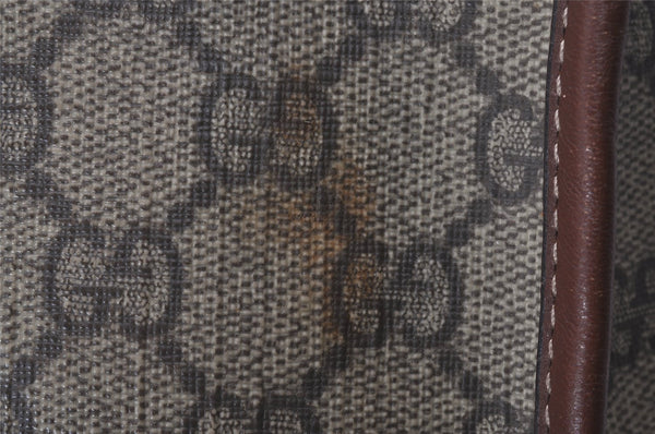 Authentic GUCCI Vintage Hand Boston Bag GG PVC Leather 189899 Brown 5199I