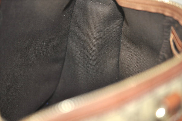 Authentic GUCCI Vintage Hand Boston Bag GG PVC Leather 189899 Brown 5199I