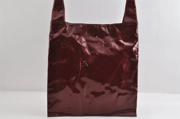 Authentic GUCCI Vintage Shoulder Tote Bag Enamel Bordeaux Red 5200I