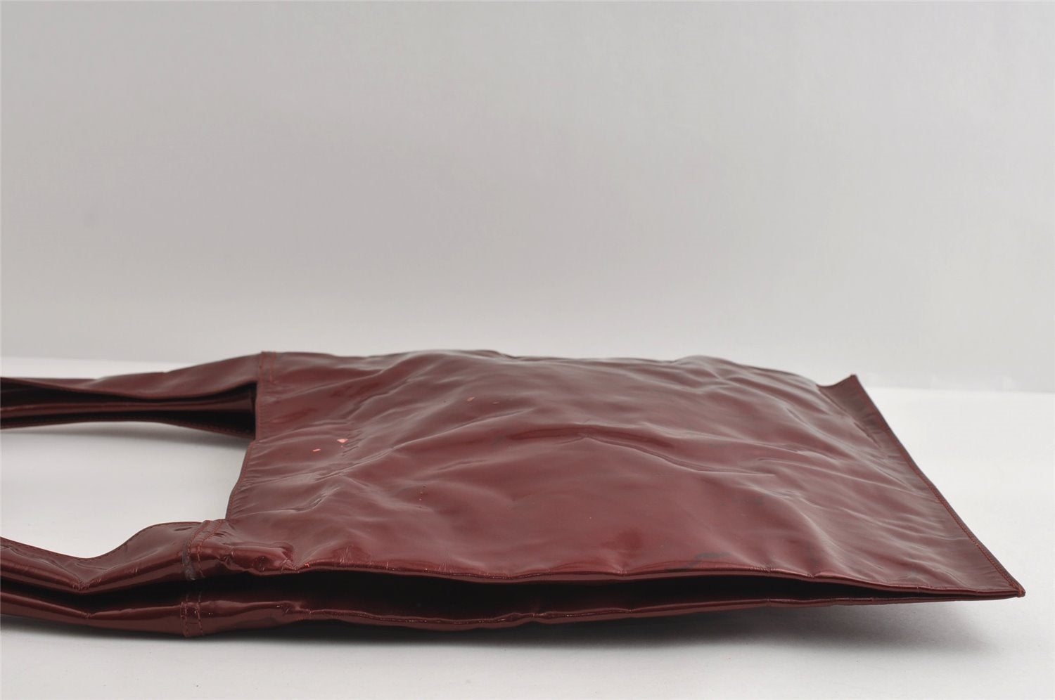 Authentic GUCCI Vintage Shoulder Tote Bag Enamel Bordeaux Red 5200I