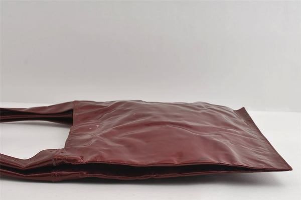 Authentic GUCCI Vintage Shoulder Tote Bag Enamel Bordeaux Red 5200I