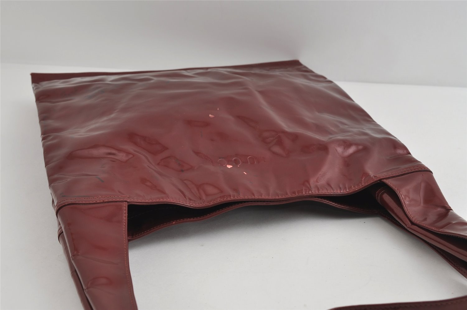 Authentic GUCCI Vintage Shoulder Tote Bag Enamel Bordeaux Red 5200I