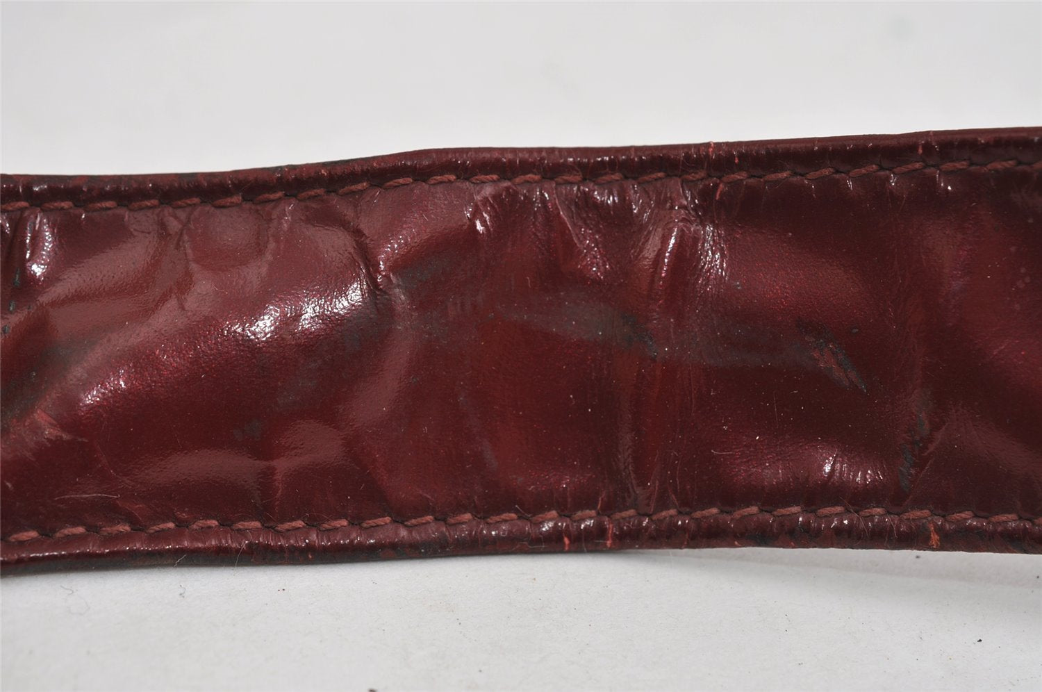 Authentic GUCCI Vintage Shoulder Tote Bag Enamel Bordeaux Red 5200I