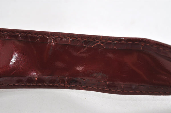 Authentic GUCCI Vintage Shoulder Tote Bag Enamel Bordeaux Red 5200I