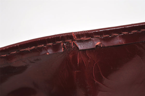 Authentic GUCCI Vintage Shoulder Tote Bag Enamel Bordeaux Red 5200I