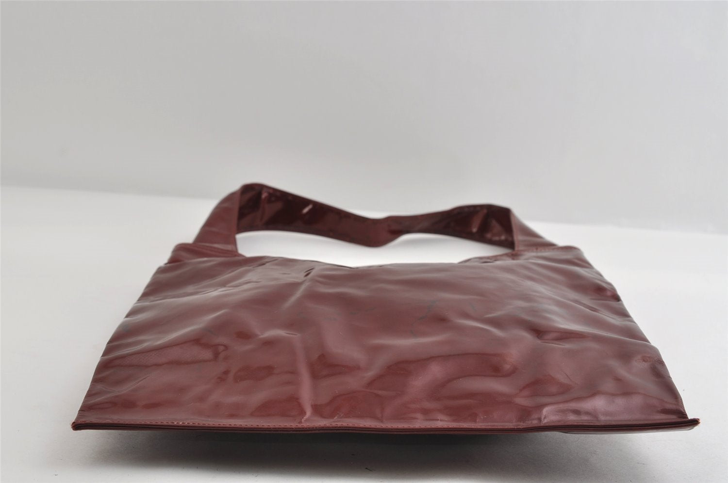 Authentic GUCCI Vintage Shoulder Tote Bag Enamel Bordeaux Red 5200I