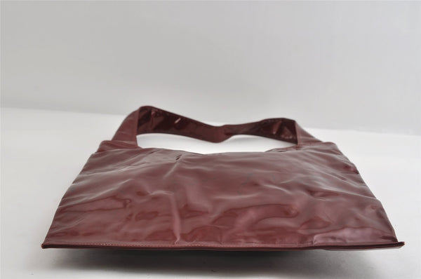 Authentic GUCCI Vintage Shoulder Tote Bag Enamel Bordeaux Red 5200I